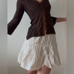 NEW Aritzia Sunday Best White Tiered Skirt - 100% Cotton (Size Small)